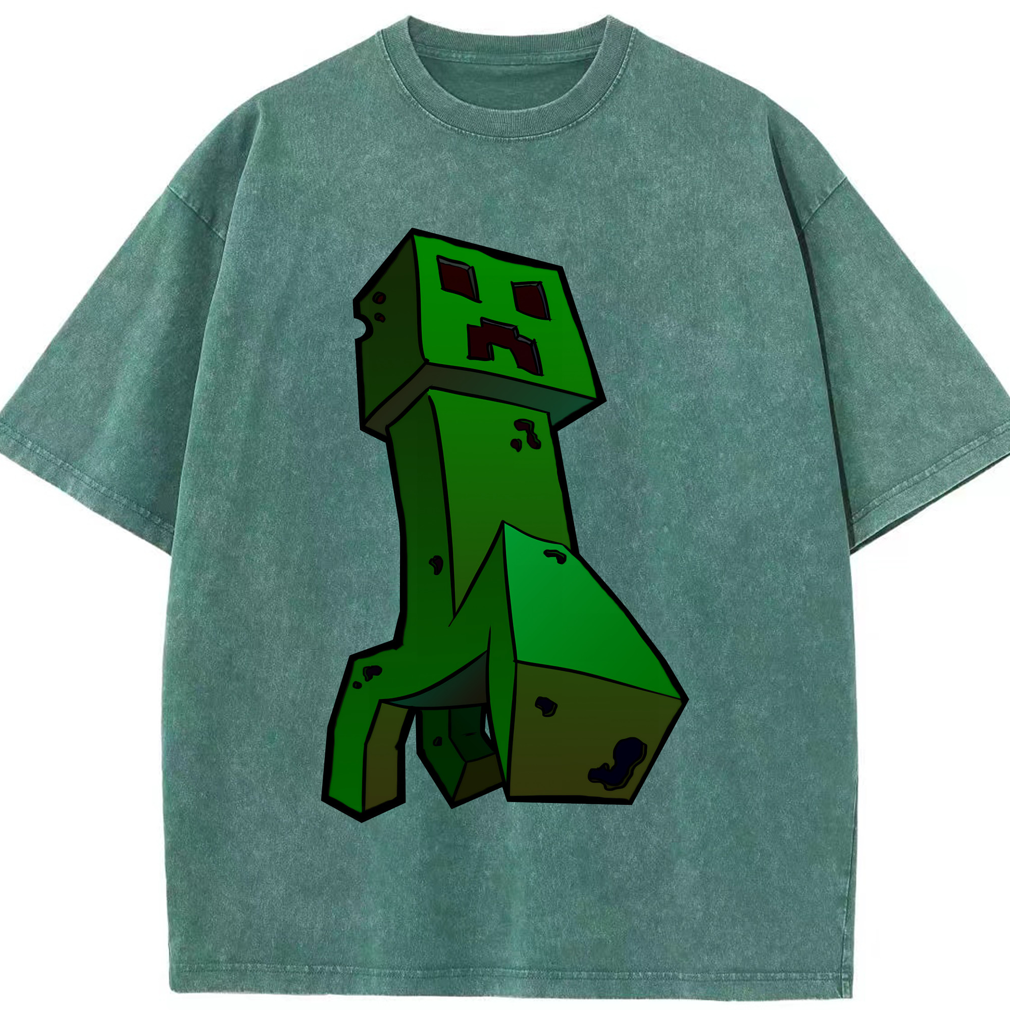 （画像用） マインクラフト ブロックの世界 Minecraft MC Block world 綿100% ヴィンテージ風 半袖Tシャツ（フロントプリント）